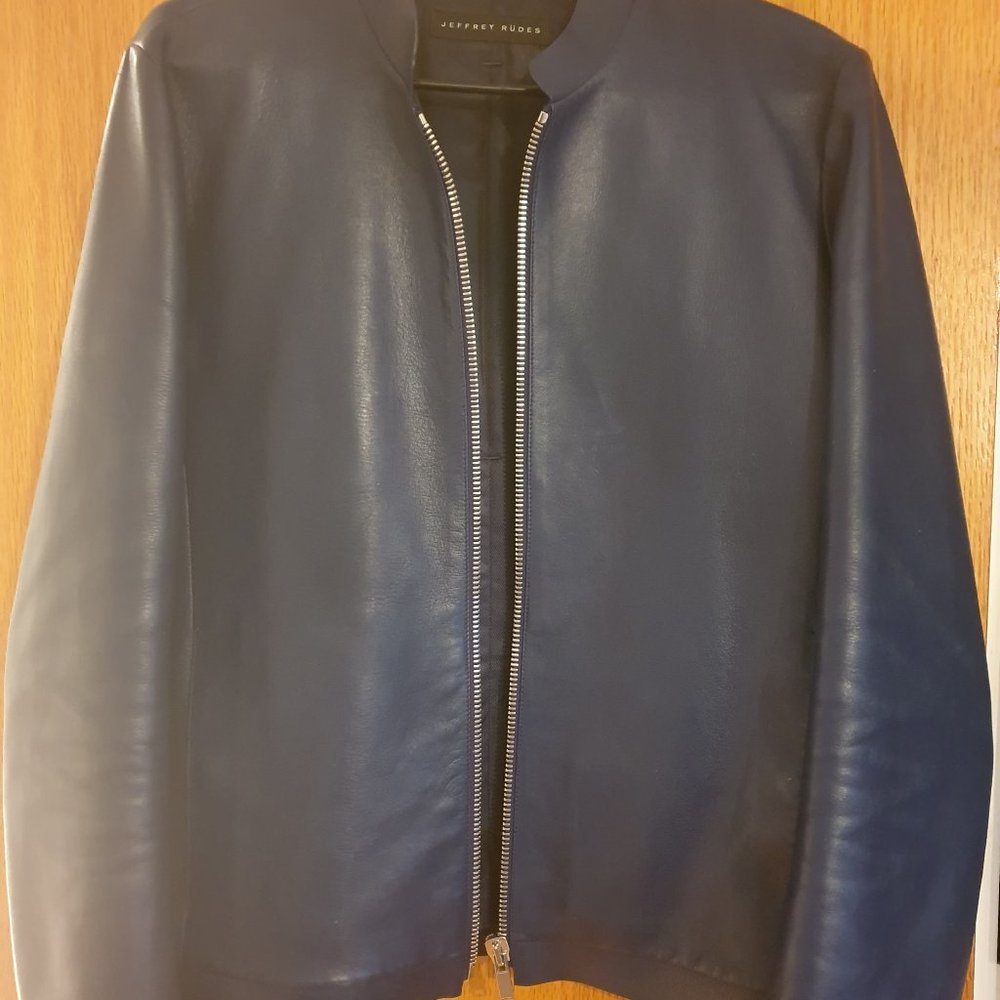 JEFFREY RUDES MEN BIKER LEATHER JACKET SIZE 46 IT